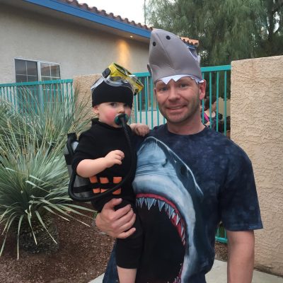 Halloween diy costumes shark and scuba diver