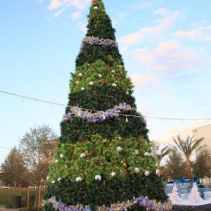 Very tall Christmas Tree decorated in Downtown Summerlin