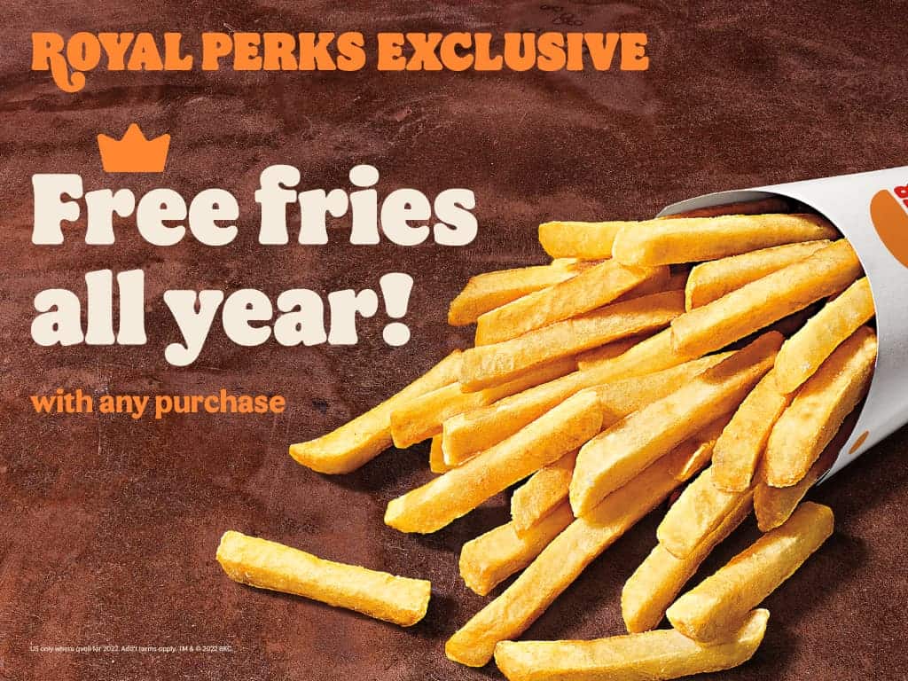 free fries at burger king weekly all year