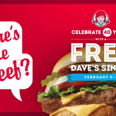 Wendy's free Dave's single burger with purchase